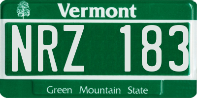 VT license plate NRZ183