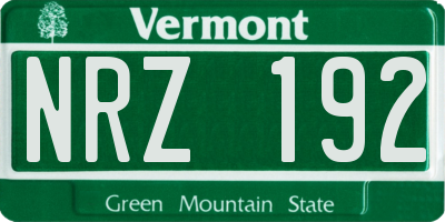 VT license plate NRZ192