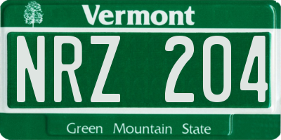 VT license plate NRZ204