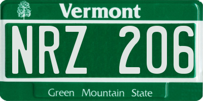 VT license plate NRZ206