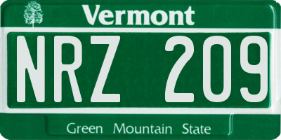 VT license plate NRZ209