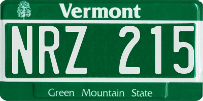 VT license plate NRZ215