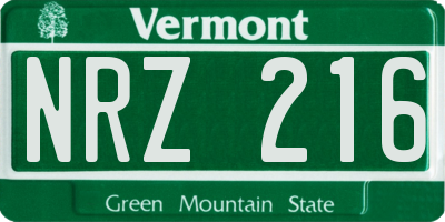 VT license plate NRZ216