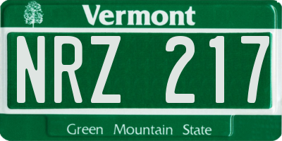 VT license plate NRZ217