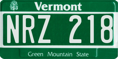 VT license plate NRZ218