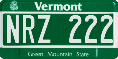VT license plate NRZ222