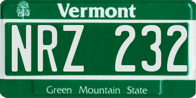 VT license plate NRZ232