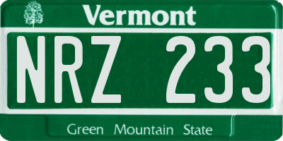 VT license plate NRZ233