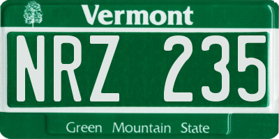 VT license plate NRZ235