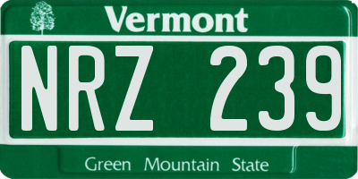 VT license plate NRZ239