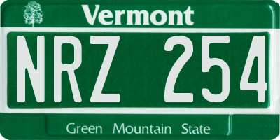 VT license plate NRZ254