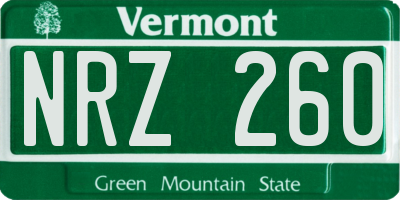 VT license plate NRZ260