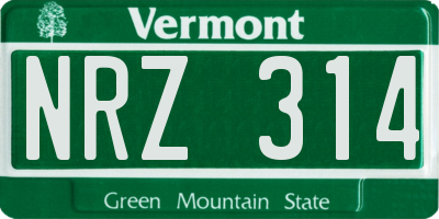 VT license plate NRZ314