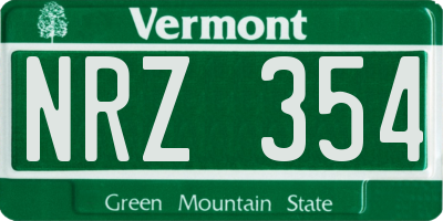 VT license plate NRZ354