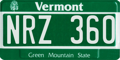VT license plate NRZ360