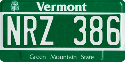 VT license plate NRZ386