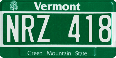 VT license plate NRZ418