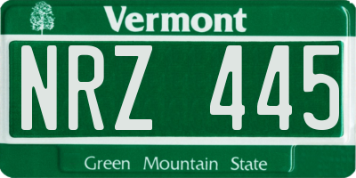 VT license plate NRZ445