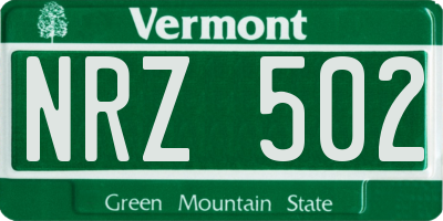 VT license plate NRZ502