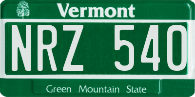 VT license plate NRZ540