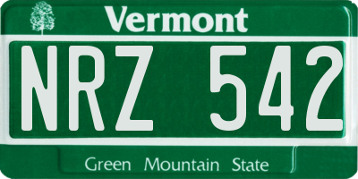 VT license plate NRZ542
