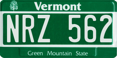 VT license plate NRZ562