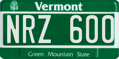 VT license plate NRZ600