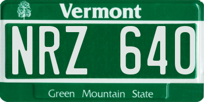 VT license plate NRZ640