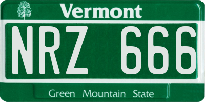 VT license plate NRZ666