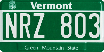 VT license plate NRZ803