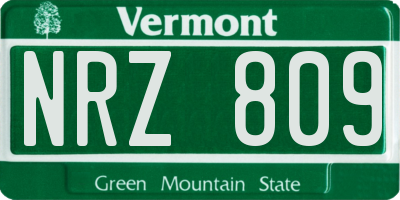 VT license plate NRZ809