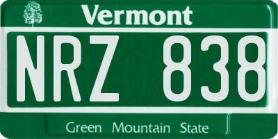 VT license plate NRZ838