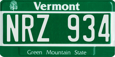 VT license plate NRZ934
