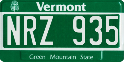 VT license plate NRZ935