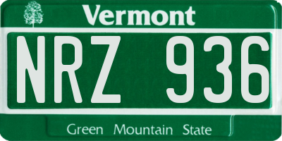 VT license plate NRZ936