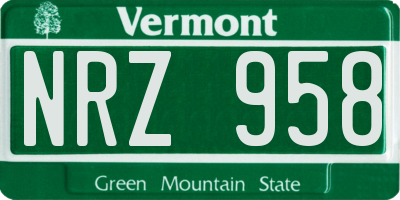 VT license plate NRZ958