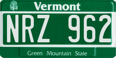 VT license plate NRZ962
