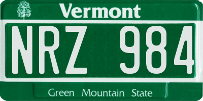 VT license plate NRZ984