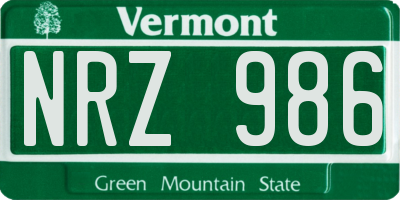 VT license plate NRZ986