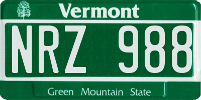 VT license plate NRZ988