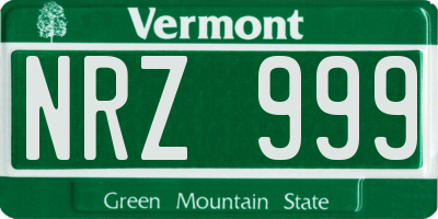 VT license plate NRZ999