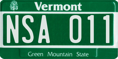 VT license plate NSA011