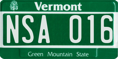 VT license plate NSA016