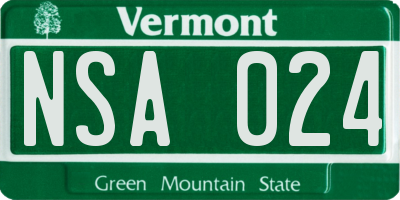 VT license plate NSA024