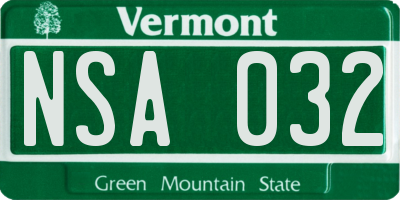 VT license plate NSA032