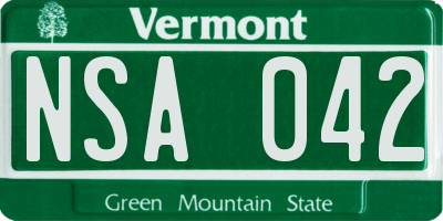 VT license plate NSA042