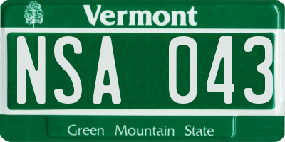 VT license plate NSA043