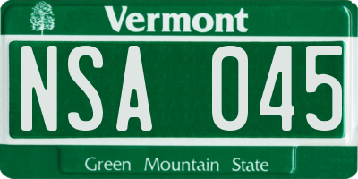VT license plate NSA045