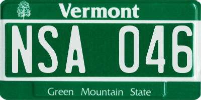 VT license plate NSA046
