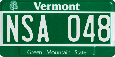 VT license plate NSA048